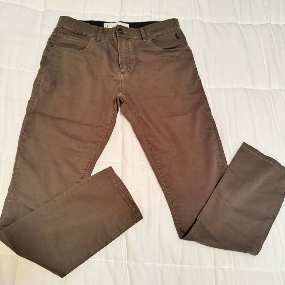 Reserva Rio de Janeiro Men’s Slim Straight Stretch Denim 34W - Military Green